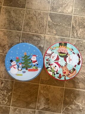 Source Unknown Holiday Cookie Tins - Blue and Red Festive Characters